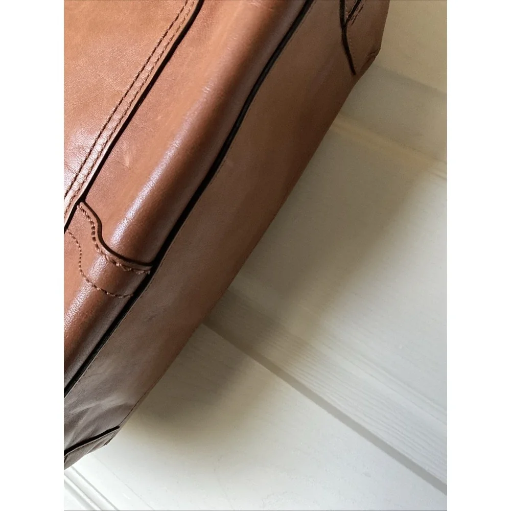 VINTAGE COACH Legacy Signature Bleecker Tote Tan Brown Leather/ Brass/Tattersall